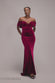 OFF THE SHOULDER DEEP PLUNGE VELVET MAXI DRESS DR4692