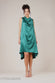 Cowl Neck Back Wing Satin High Low Midi Dress DR4608