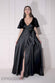 Flutter Sleeve Wrapover Satin Maxi Dress DR3955