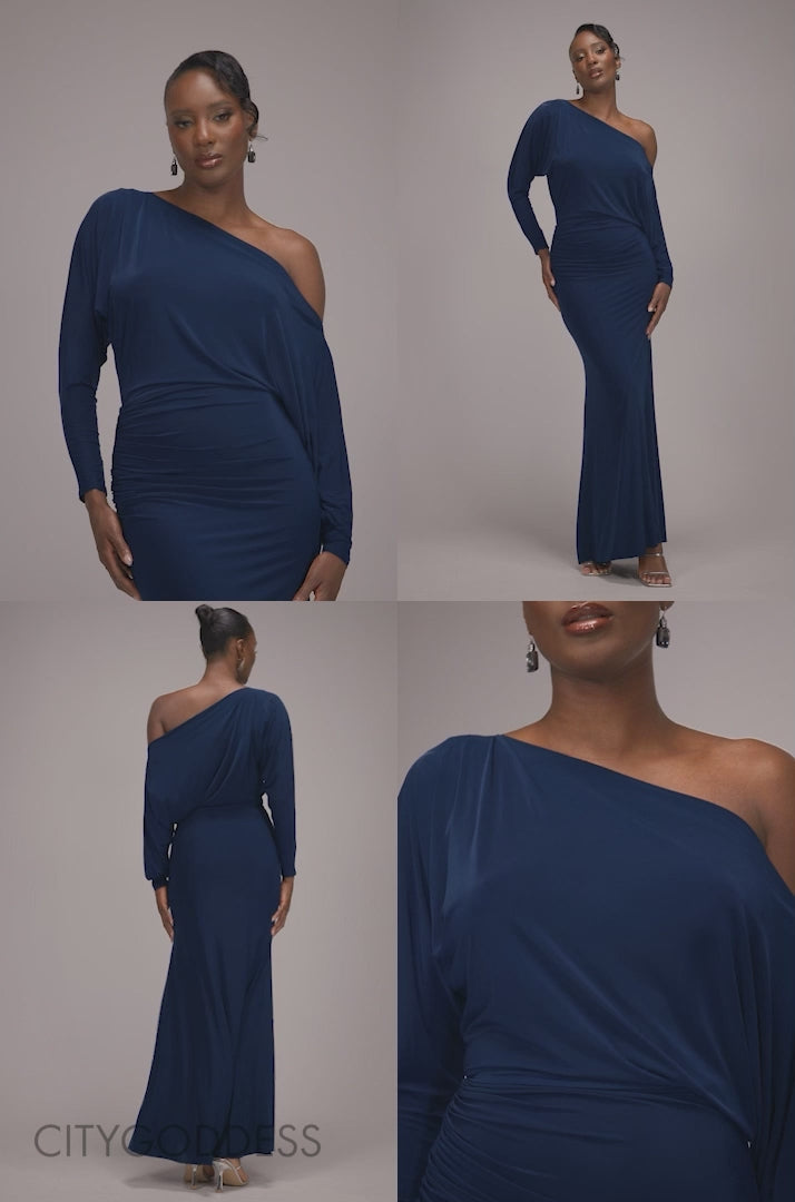 Bat Wing Elasticated Side Gather Maxi Dress DR4889