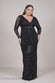 Long Sleeve Sequin V Wrap Maxi Dress DR3485PLUS