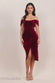 Draped Shoulder Velvet Corset Midi Dress DR4066