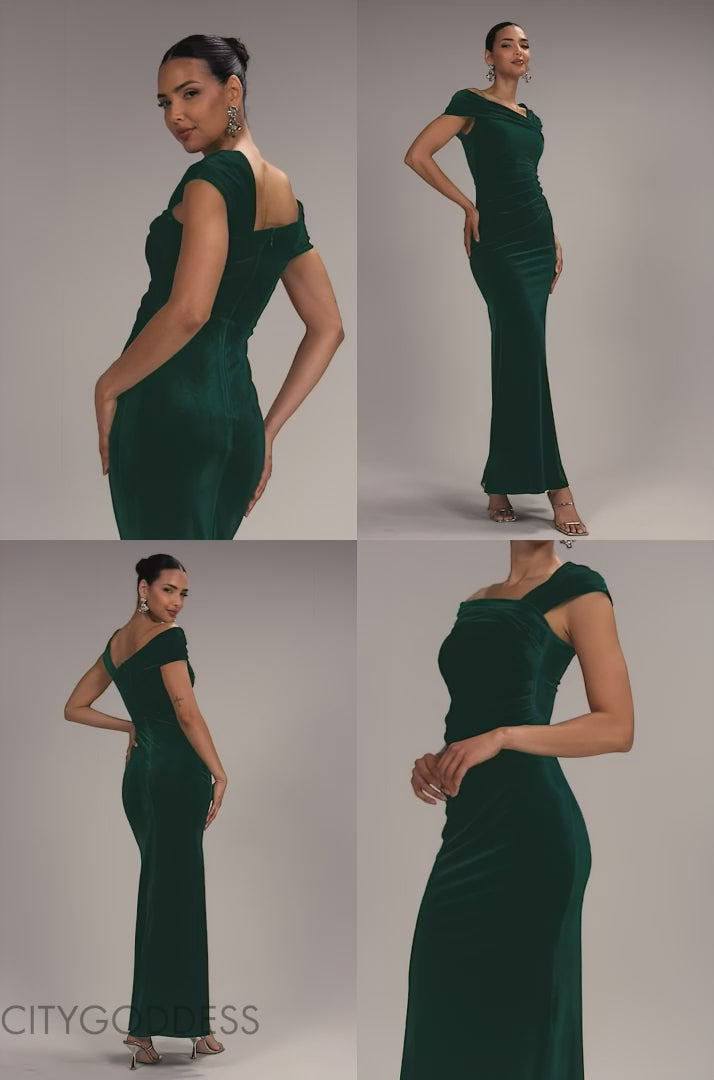 ONE SHOULDER VELVET MAXI DRESS DR4578