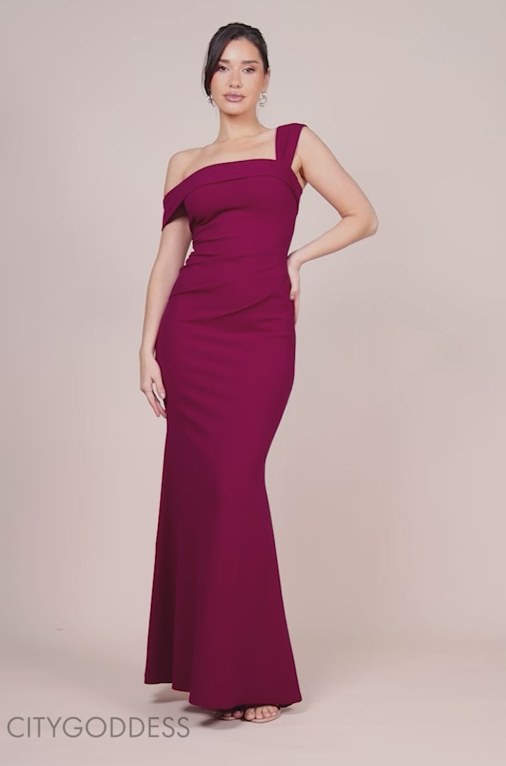 Off The Shoulder Pleated Waist Maxi Dress DR2594