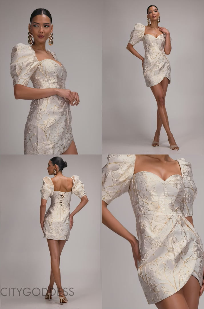 PUFF SLEEVE SWEETHEART MINI DRESS - BY GODDIVA DR4758