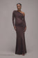 Gathered Cowl Asymmetric Mesh And Soft Touch Maxi Dress DR4800