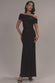 ONE SHOULDER FIT AND FLARE SEQUIN MAXI DRESS - BLACK RED BY GODDIVA DR5324