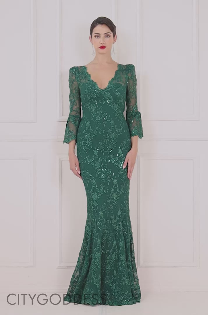 SCALLOP LACE HIGH AND LOW MAXI DRESS DR3897