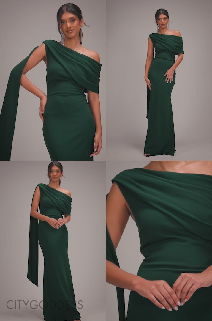 Sash One Shoulder Bardot Maxi Dress DR4830