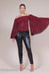 Patterned Sequin Lurex Off Shoulder Pleated Flare Sleeve Top T205