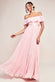 Pleated Chiffon Off Shoulder Maxi Dress DR3805