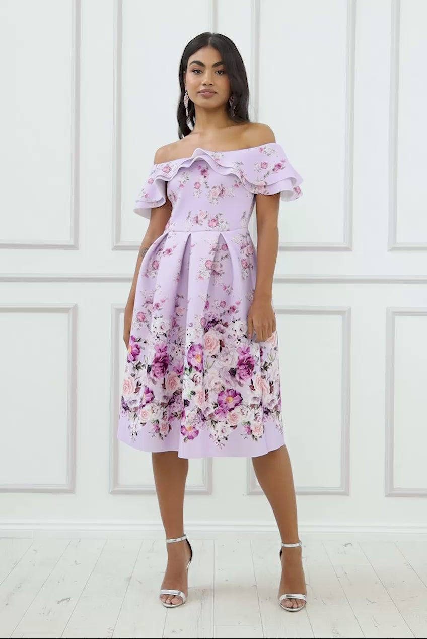 Off The Shoulder Floral Ombre Midi DR3353