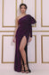 One Sleeve Frill Lurex Maxi Dress DR3693