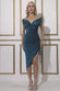 Off The Shoulder Drawstring Side Midi Dress DR3645