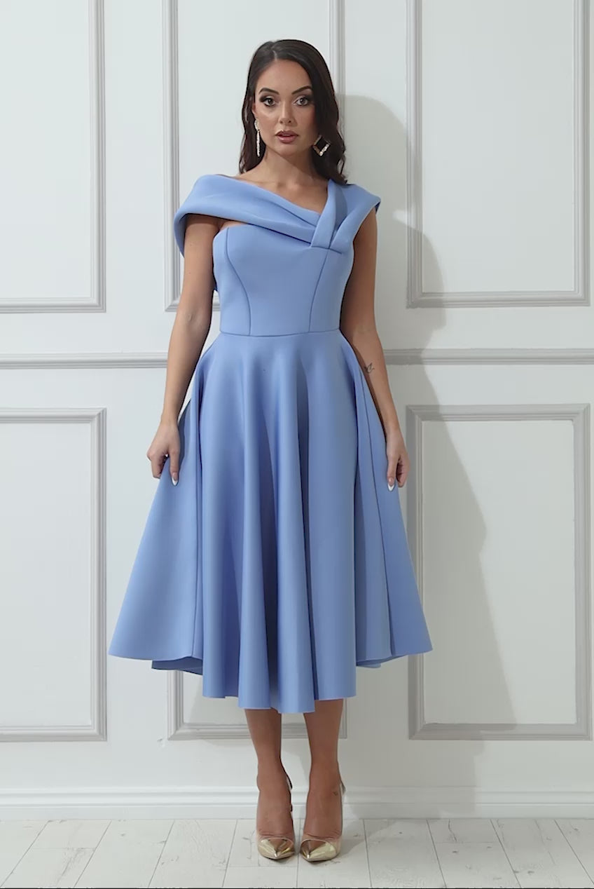 Scuba Foam One Shoulder Midi Dress DR3208
