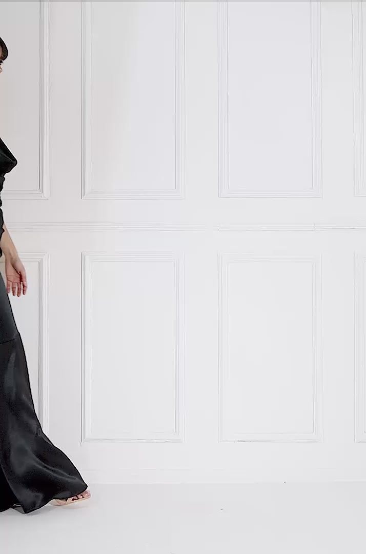 Cowl Neck With Strappy Back Satin Maxi DR2113