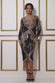 Contrast Sequin Long Sleeve Midi Dress DR3607