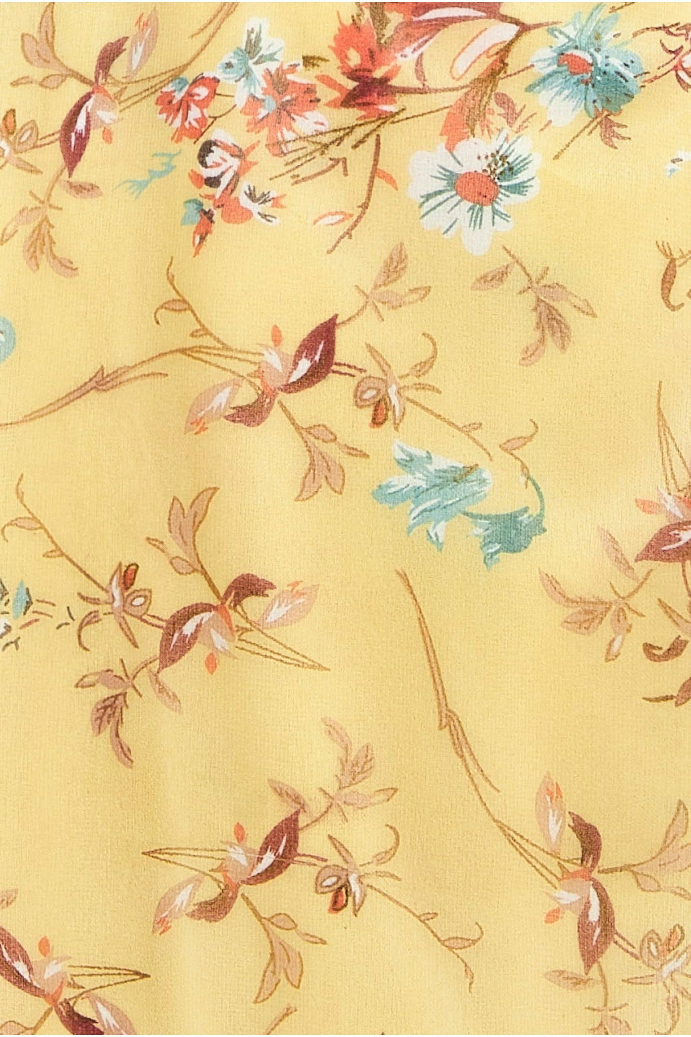 Floral Printed Chiffon Flutter Sleeve Midi Dress DR3500