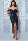 Off The Shoulder Sequin High Low Maxi DR2743