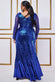 Plus Size V Neck Sequin Maxi Dress With Long Sleeves DR1009P