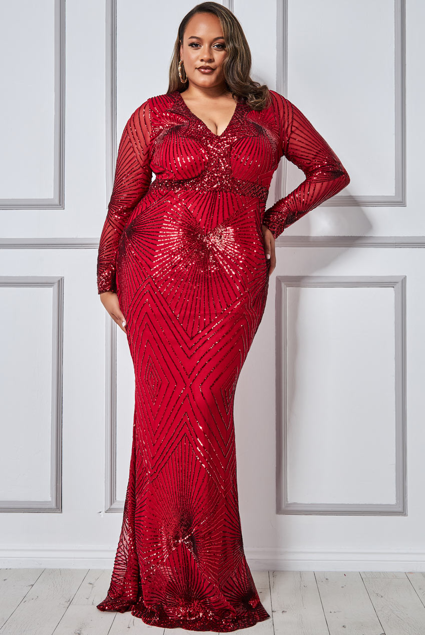 Starburst Embroidered Sequin Maxi Dress DR1824P