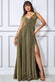Wrap Bodice Sleeveless Lurex Maxi Dress With Split DR1886