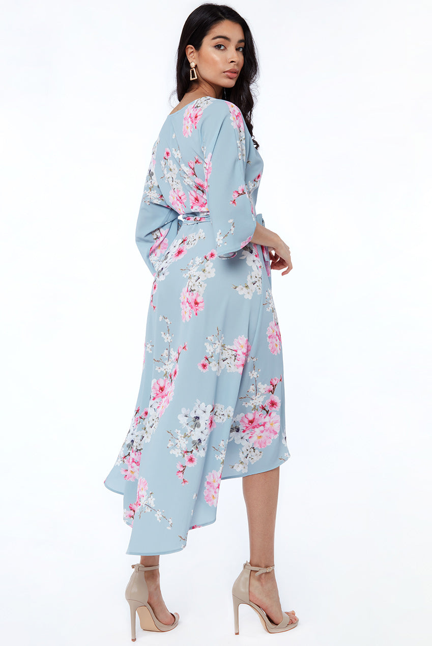 Wrap Over Kimono Midi Dress DR2257