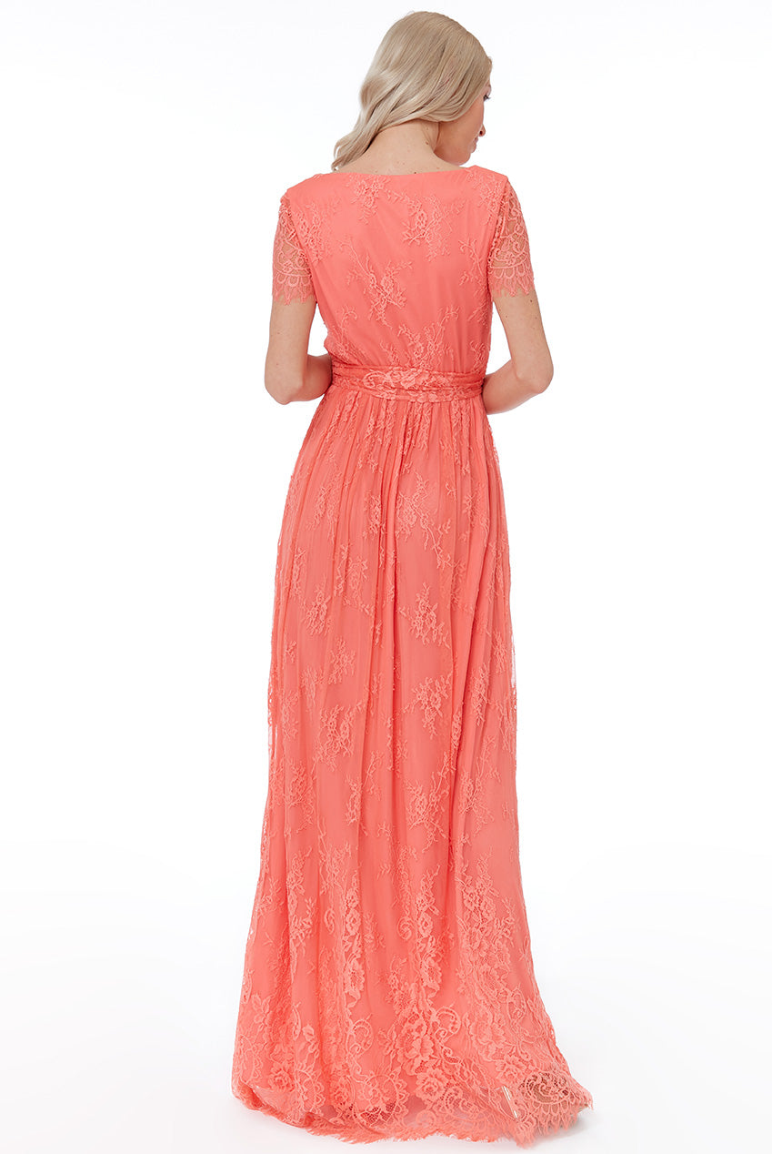 Scalloped Hem Lace Maxi Dress DR2278
