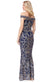 Scalloped Bardot Sequin Maxi Dress DR2543