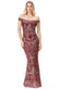 Scalloped Bardot Sequin Maxi Dress DR2543