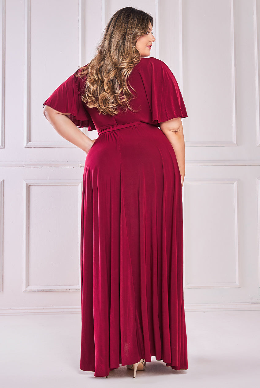 Wrap Front Maxi With Flutter Sleeves DR2565P