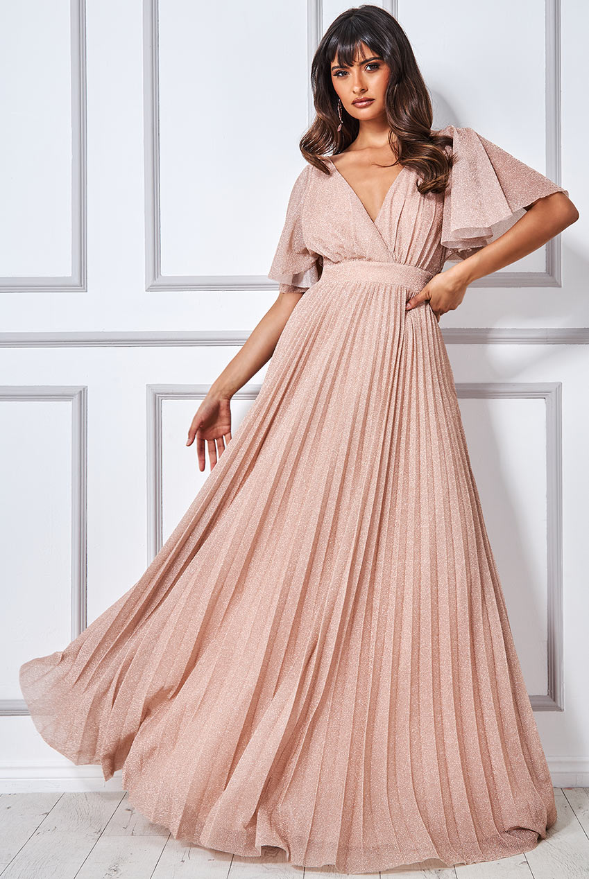 Wholesale Lurex Pleated Maxi Dress City Goddess Wholesale Lurex Pleated Maxi Dress City Goddess