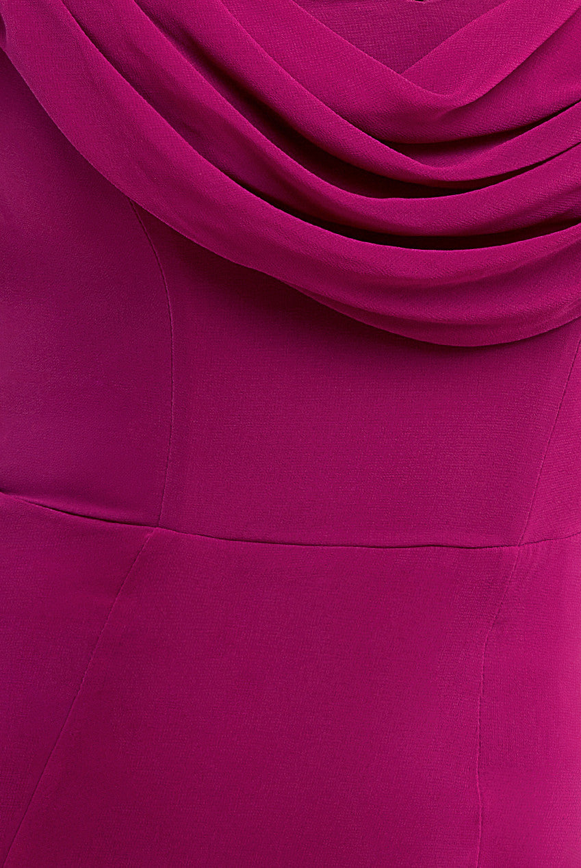 Chiffon Bardot Cowl Neck Maxi Dress DR2781A