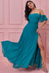 Draped Off The Shoulder Chiffon Maxi Dress With Front Split DR3070