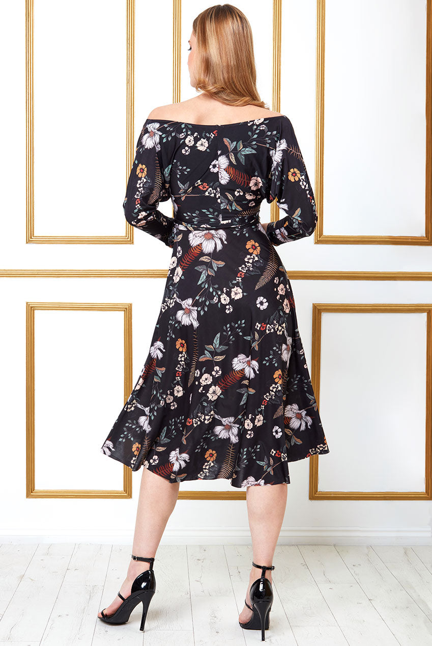 Long Sleeve Skater Style Midi Dress DR3075