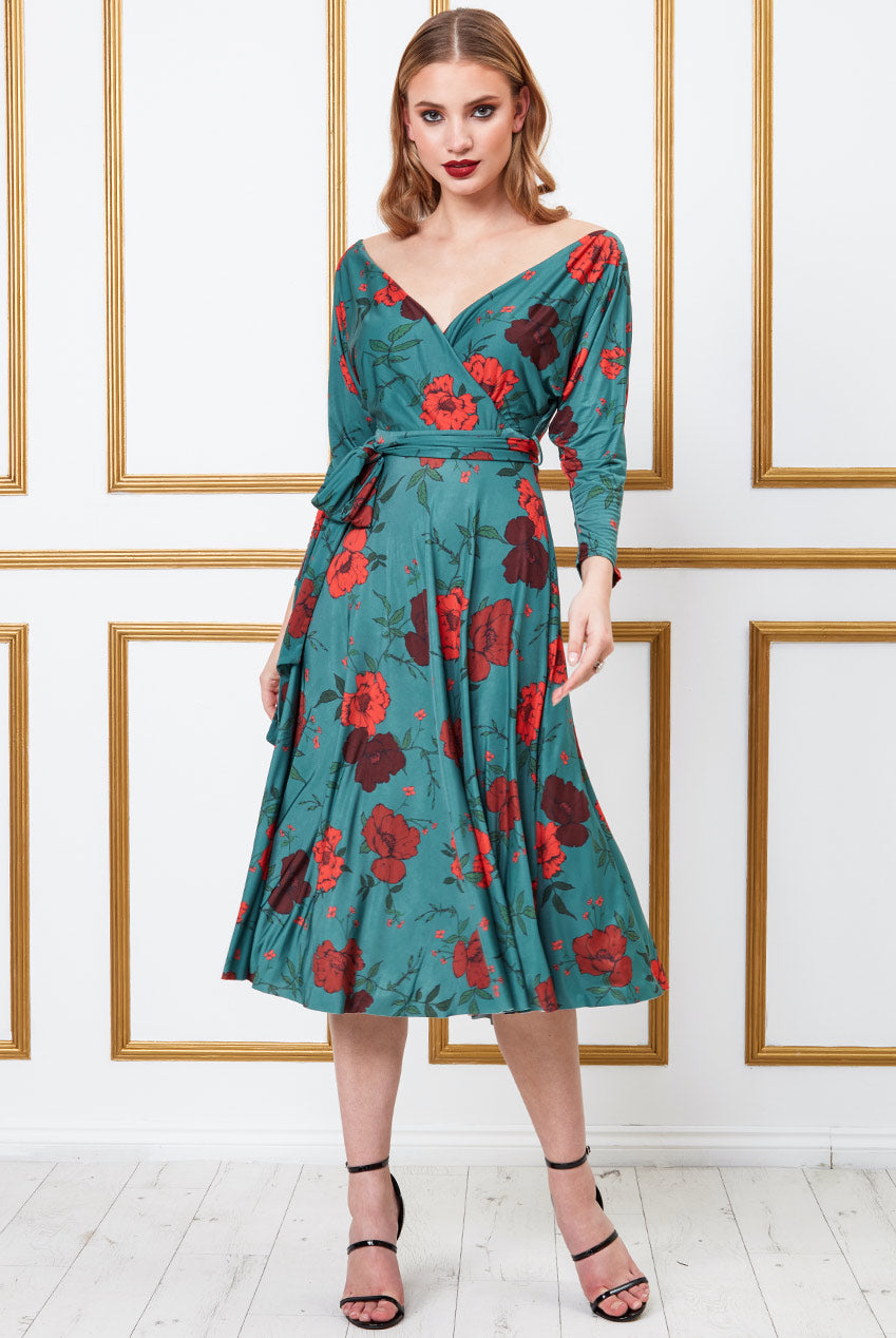 Long Sleeve Skater Style Midi Dress DR3075