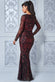 V-neck Sleeve Sequin Maxi Dress DR3196A
