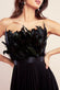 Feather Embellished Boob Tube Chiffon Pleated Maxi Dress DR3233
