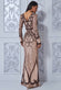 Ornamental Contrast Sequin Embroidered Maxi Dress DR3235