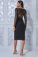 Patterned Sequin Bodice With Front Frill Midi Dress DR3237