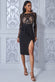 Patterned Sequin Bodice With Front Frill Midi Dress DR3237
