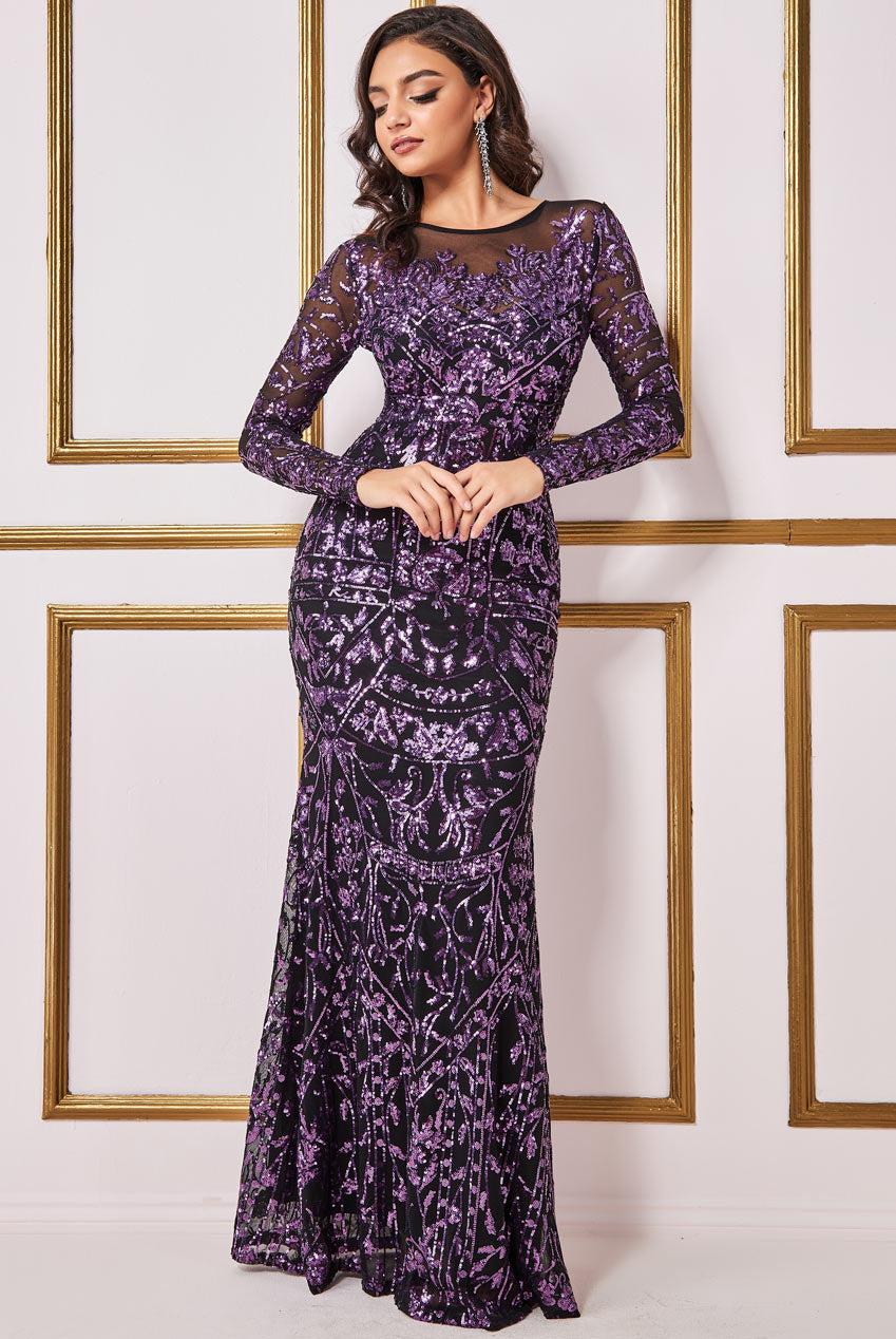 Ornamental Patterned Sequin Embroidered Maxi Dress DR3277
