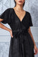 Sparkle Wrap Style Flutter Sleeve Midi Dress DR3318