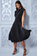 High Collar Lurex Midi Dress With Shoulder Pads DR3364