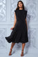 High Collar Lurex Midi Dress With Shoulder Pads DR3364