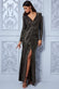 Wrap Style Front Split Metalic Sequin Maxi Dress DR3399