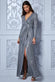 Goddiva Wrap Style Front Split Metalic Sequin Maxi Dress DR3399