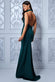 Open Back Halter Shimmer Maxi Dress DR3406