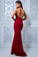 Open Back Halter Shimmer Maxi Dress DR3406