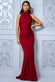 Open Back Halter Shimmer Maxi Dress DR3406
